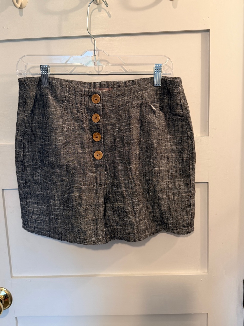 High-Rise Button-Front Women's Shorts in Charcoal